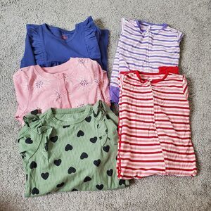 Toddler Girl 18-24m 5 Piece Cat & Jack, Sweet Bamboo Bundle Rompers, Zippie PJs